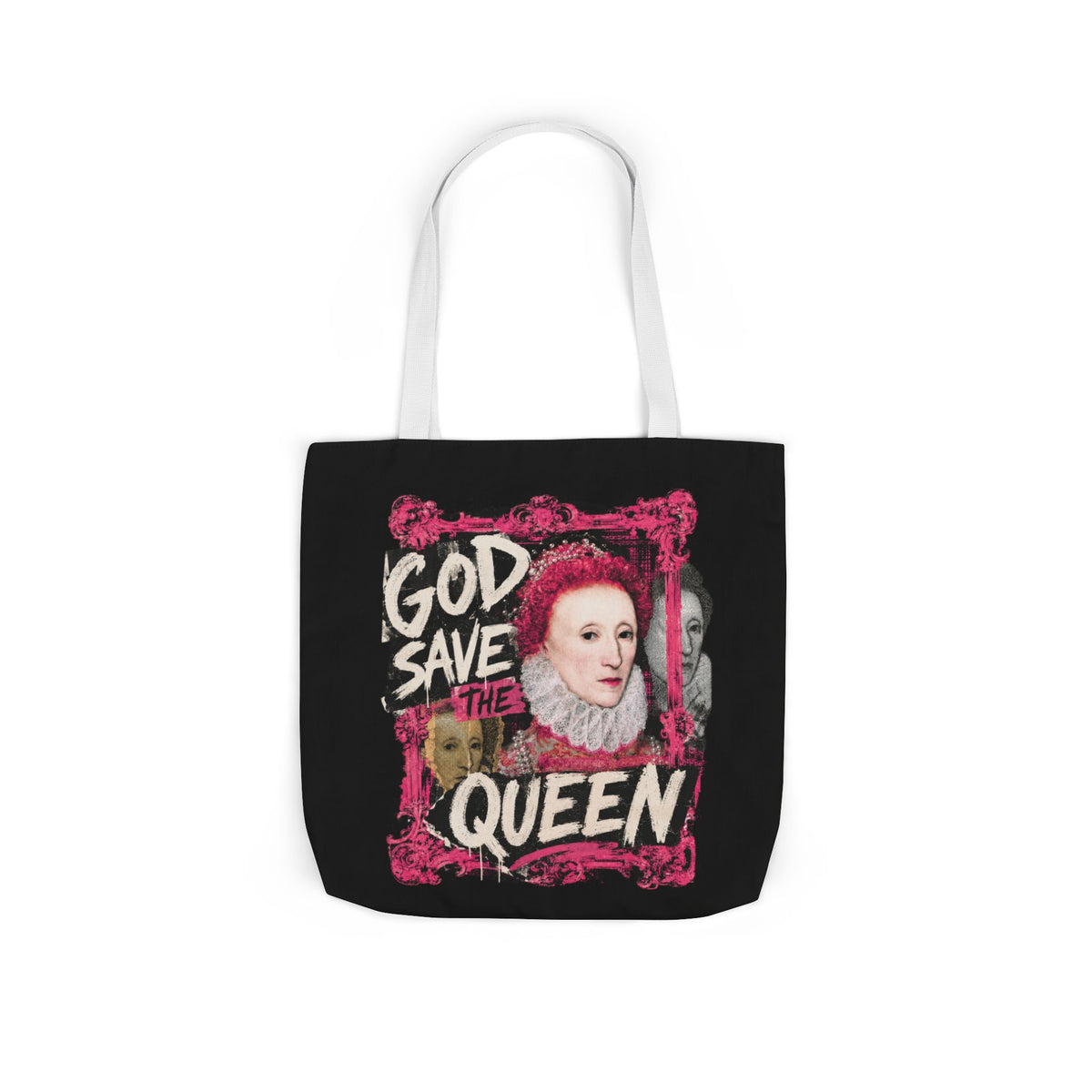 Elizabethan Portrait Tote Bag — Vintage Queen Framed Canvas Tote