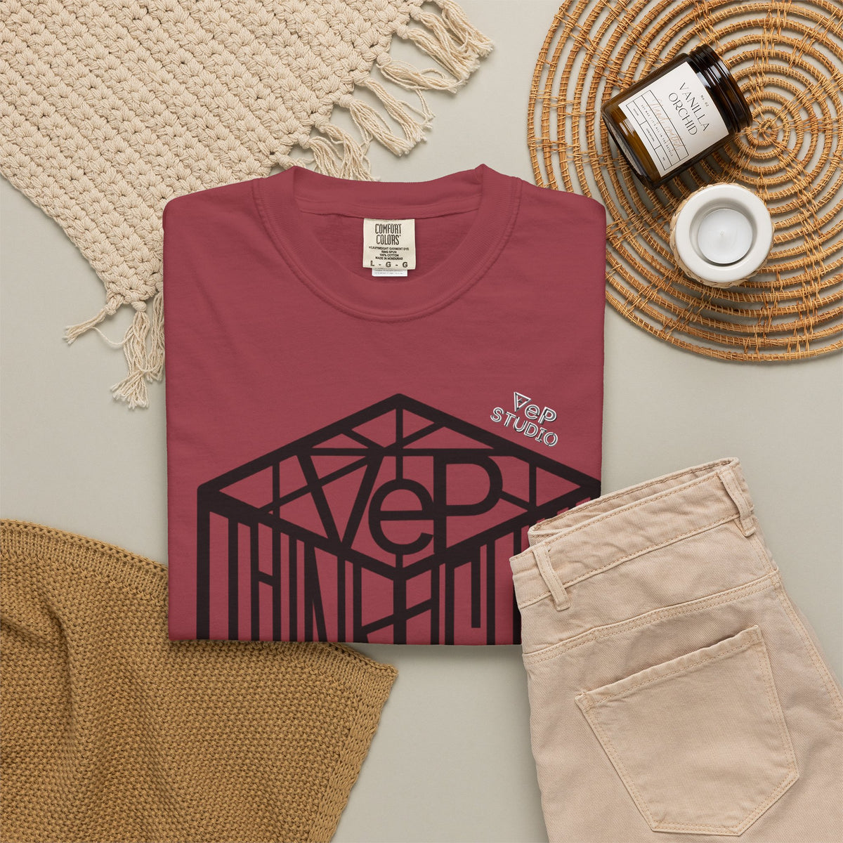 Think Outside the Box T-Shirt — Optical Cube Design with “Looking” Back Text