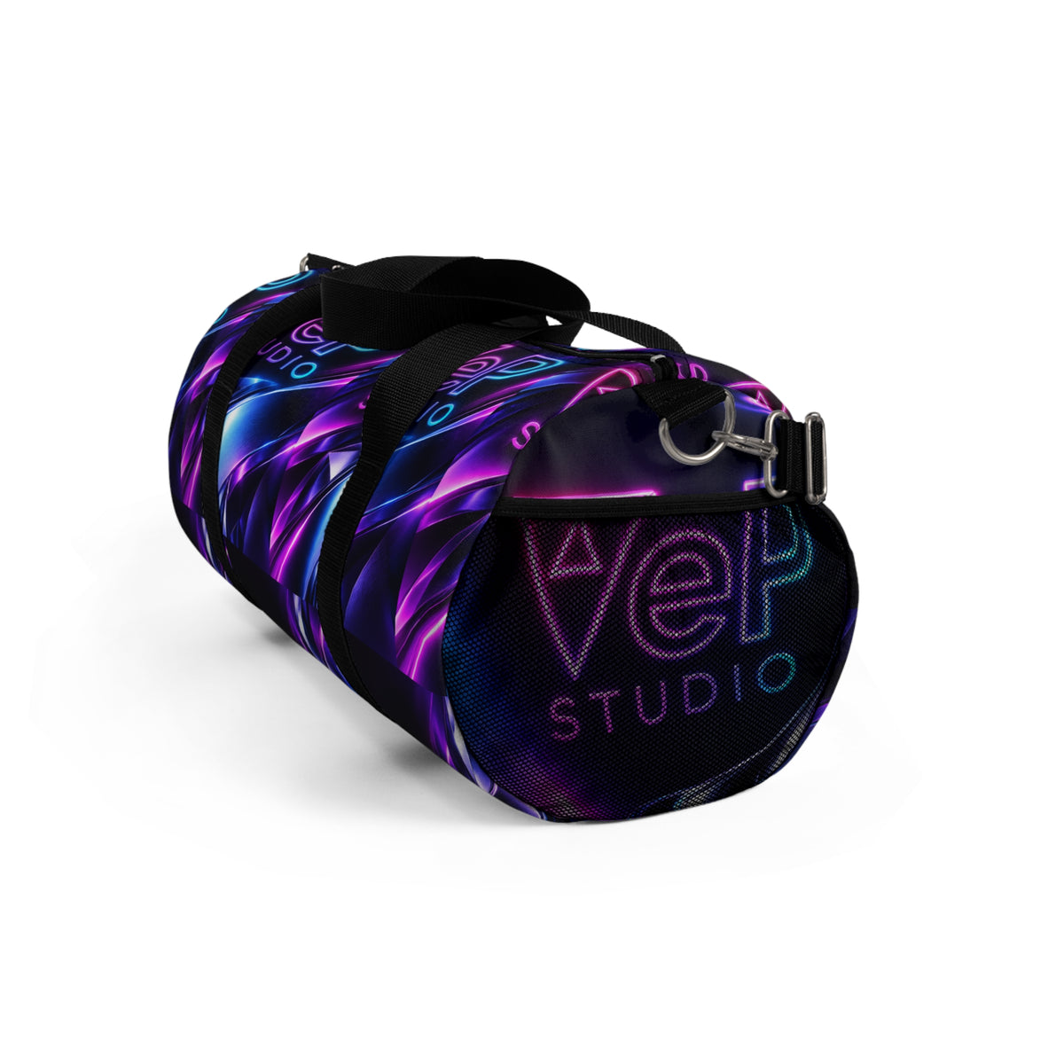 Neon Wave Duffel Bag — Purple & Blue Abstract Gym Travel Bag