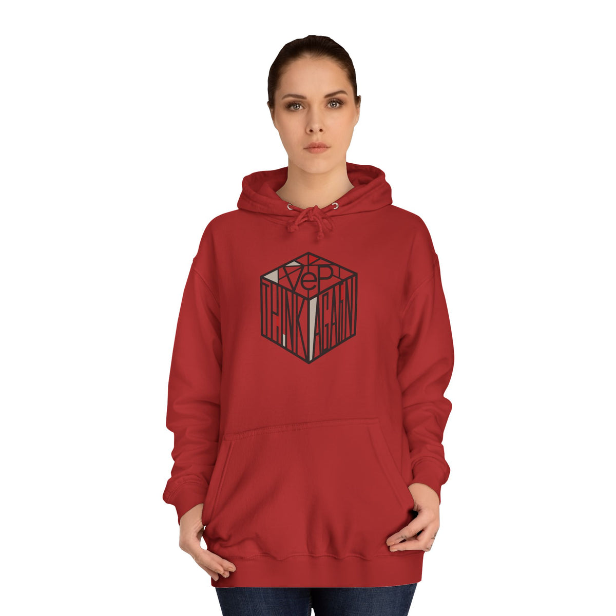Minimal Geometric Cube Hoodie — 'VeP' Studio Logo Pullover