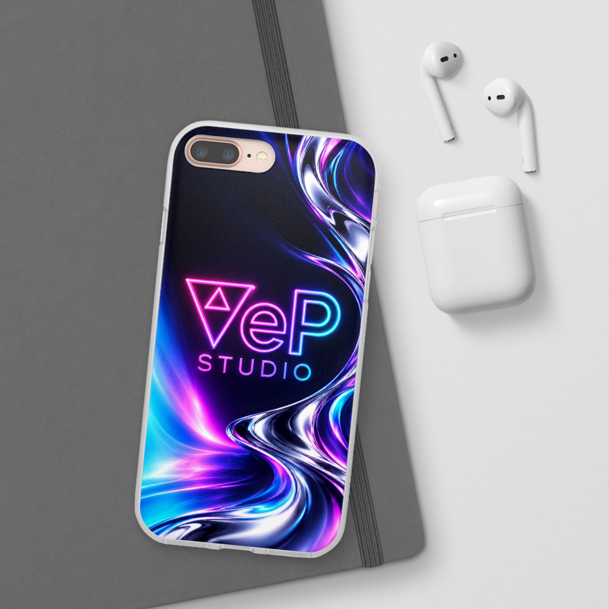 Phone Case — Neon Vaporwave "VeP Studio" Soft Flexi Cover