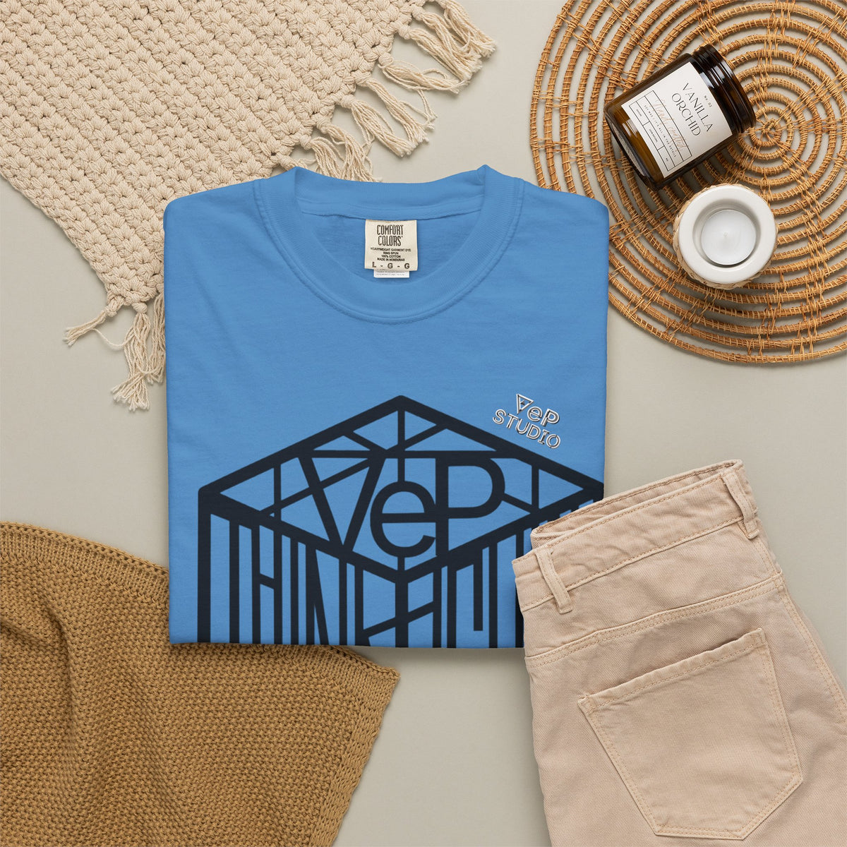 Think Outside the Box T-Shirt — Optical Cube Design with “Looking” Back Text