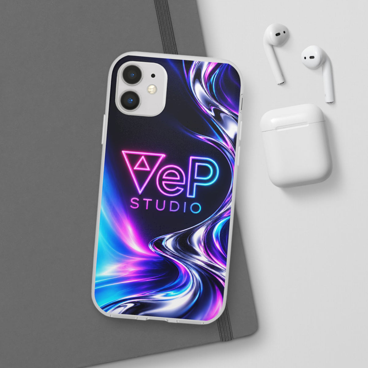 Phone Case — Neon Vaporwave "VeP Studio" Soft Flexi Cover