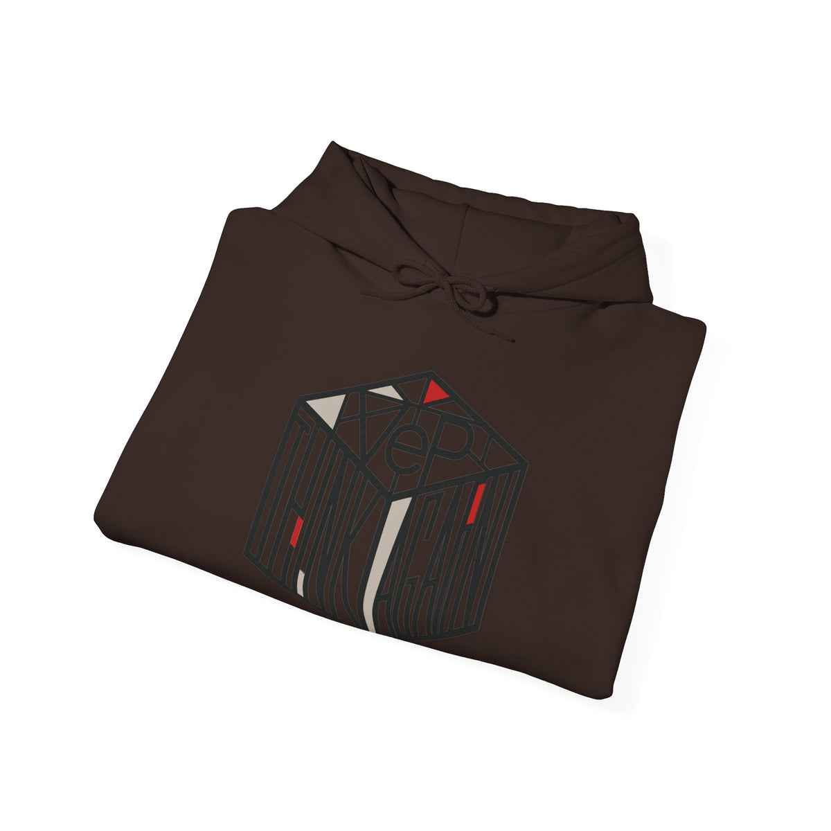 Think Again Cube Hoodie — Minimal Geometric Graphic Sweatshirt