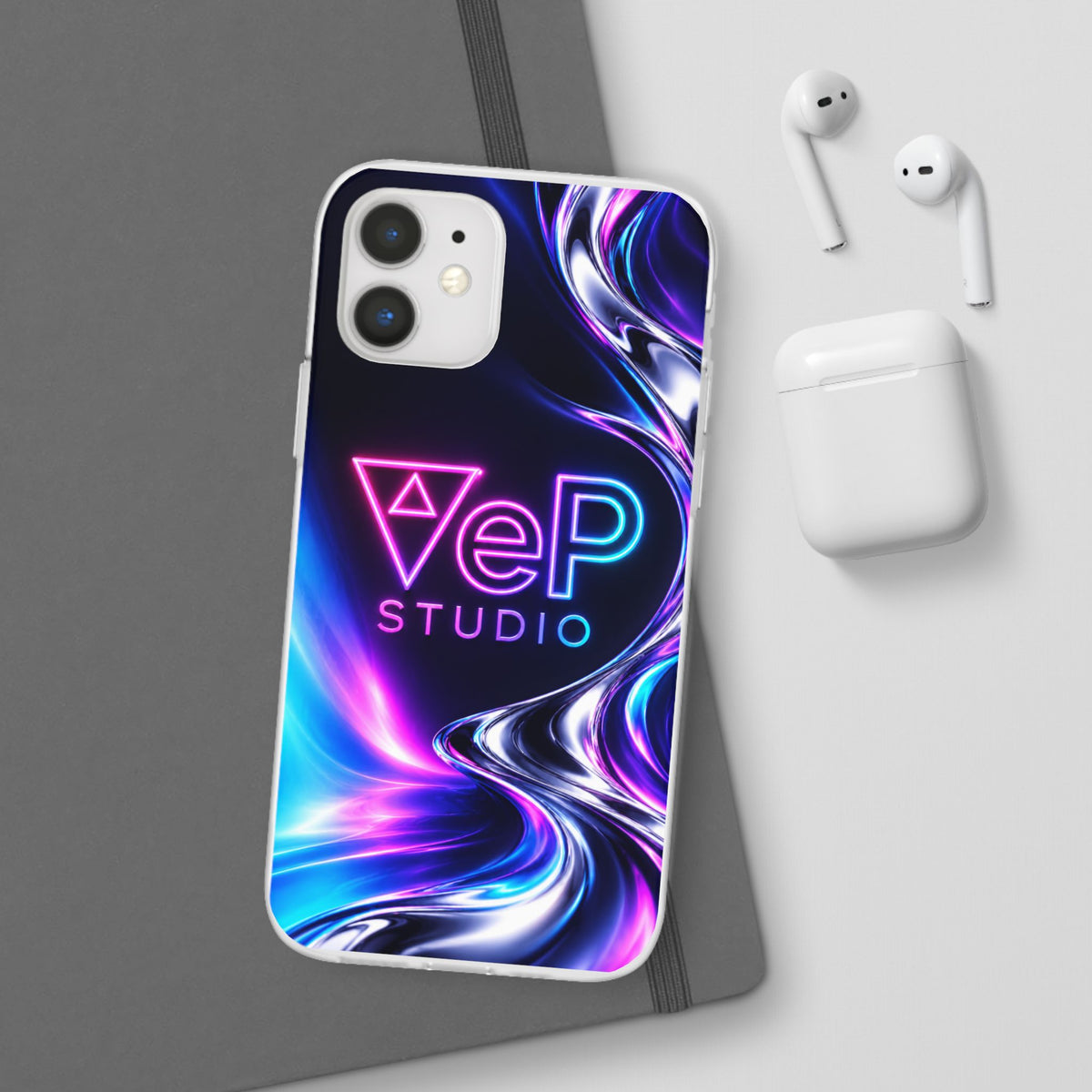 Phone Case — Neon Vaporwave "VeP Studio" Soft Flexi Cover