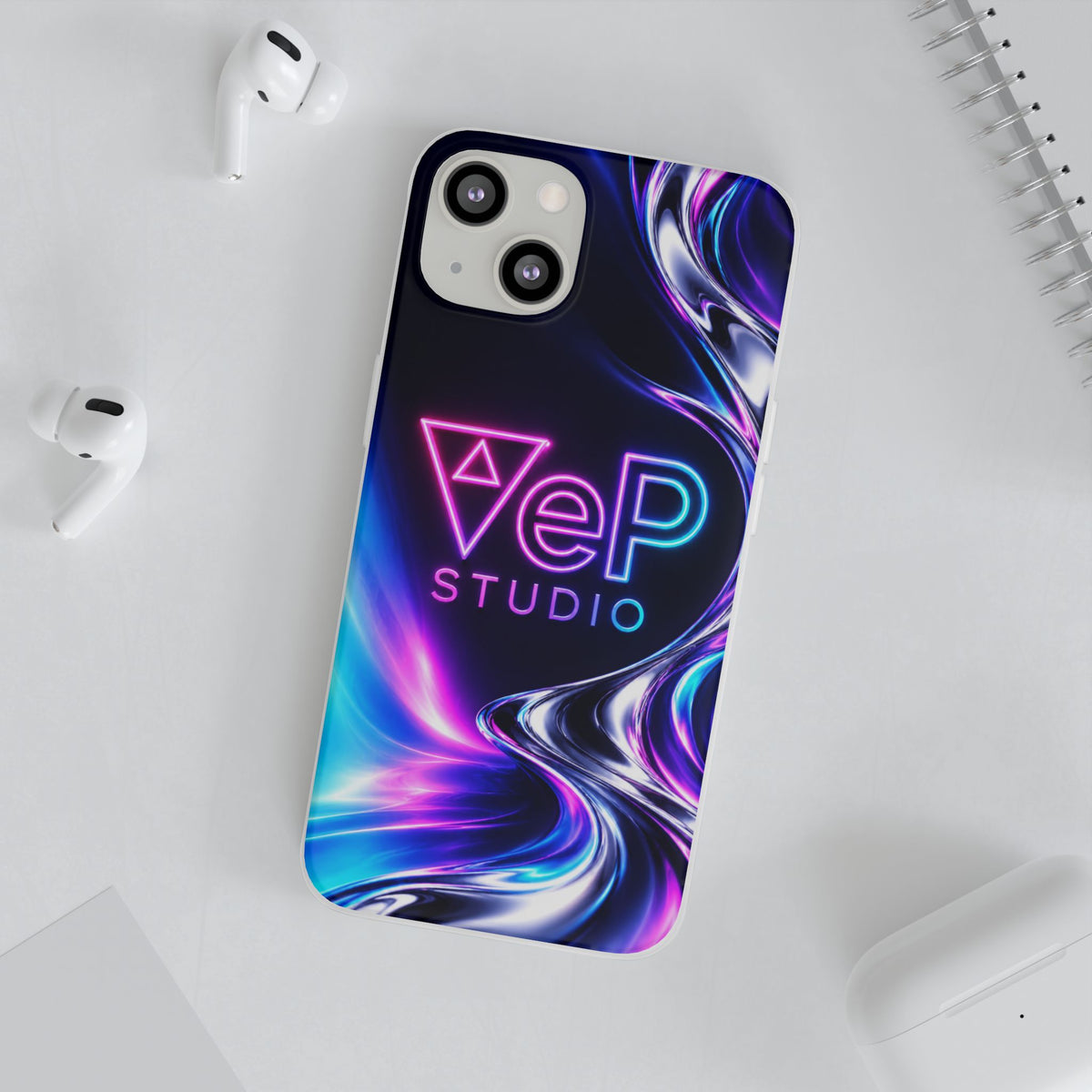 Phone Case — Neon Vaporwave "VeP Studio" Soft Flexi Cover