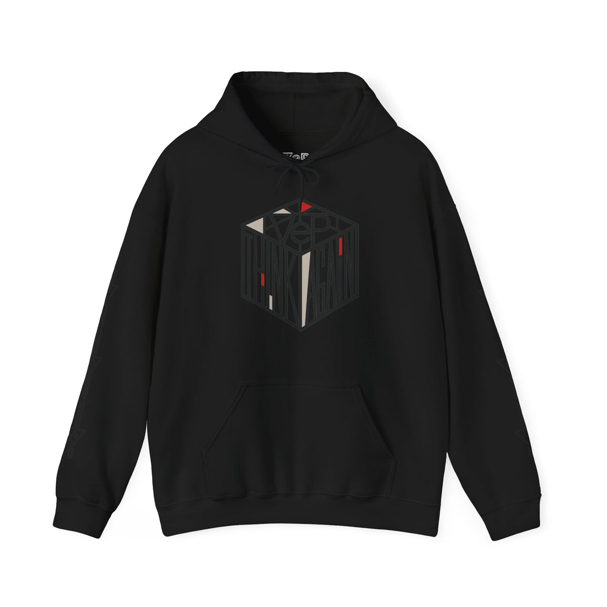 Think Again Cube Hoodie — Minimal Geometric Graphic Sweatshirt