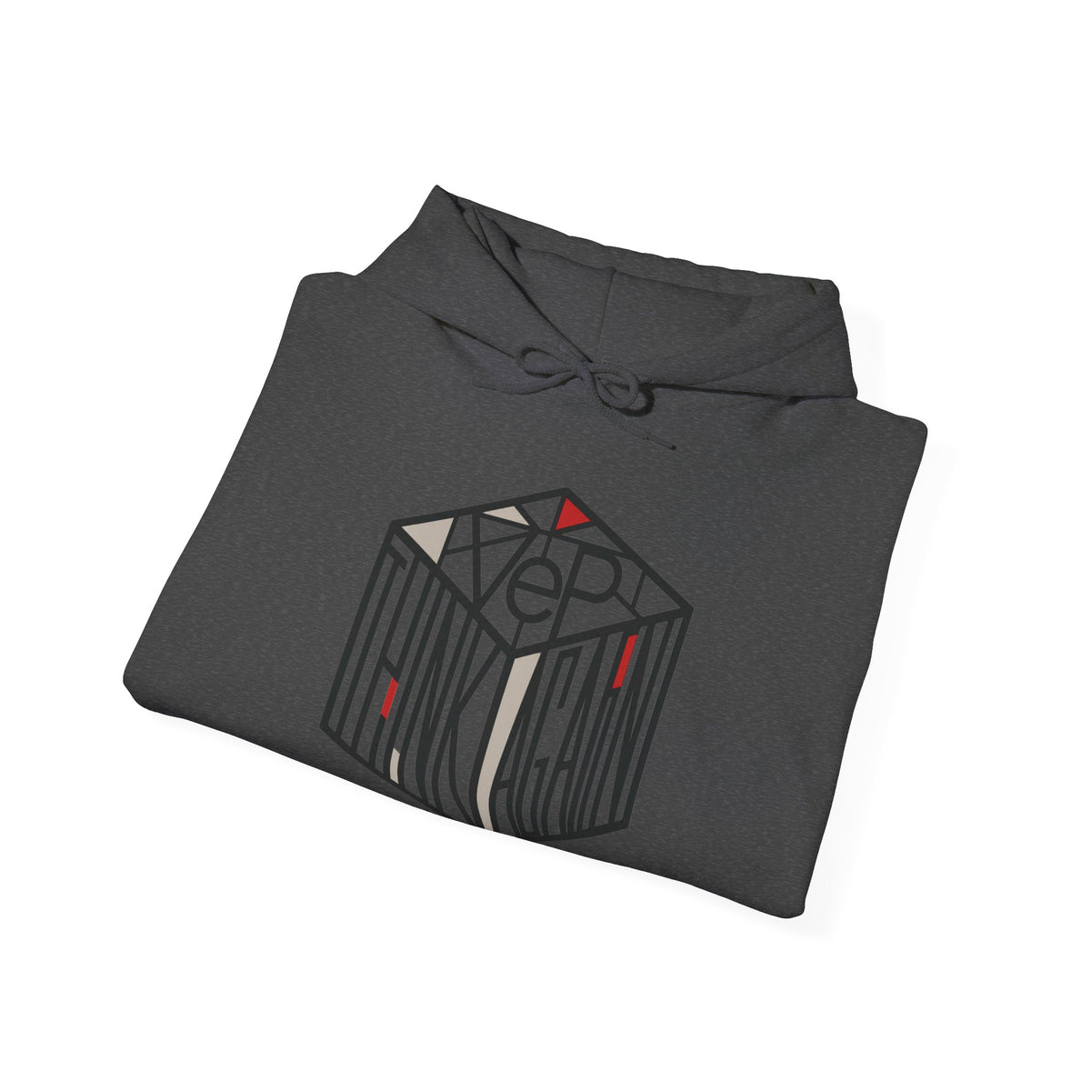 Think Again Cube Hoodie — Minimal Geometric Graphic Sweatshirt