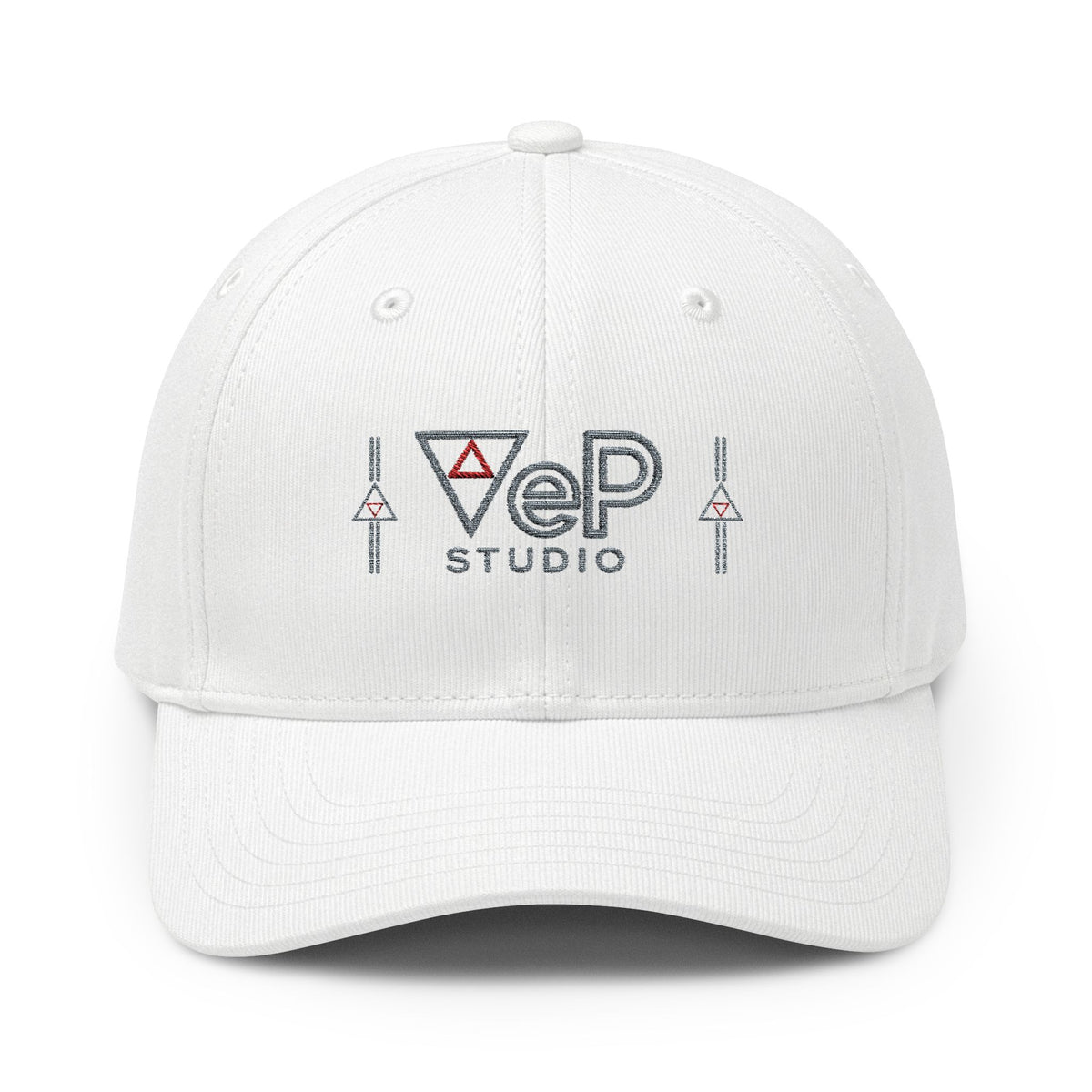 Embroidered VeP Studio Logo Baseball Cap — White Adjustable CLIMACOOL Hat