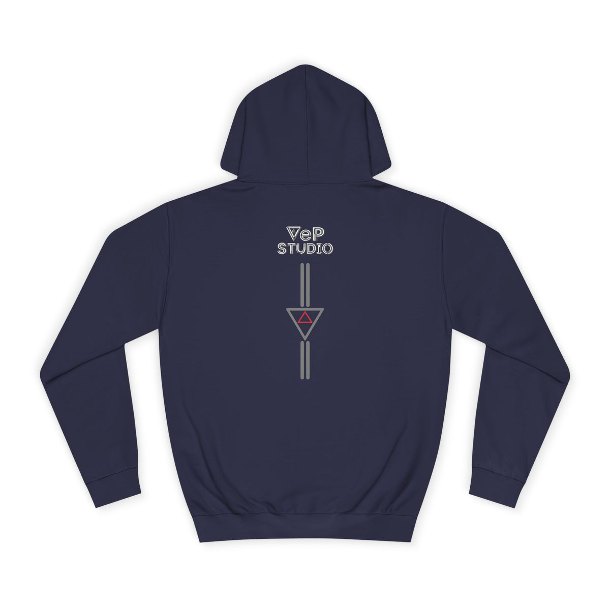Minimal Geometric Cube Hoodie — 'VeP' Studio Logo Pullover
