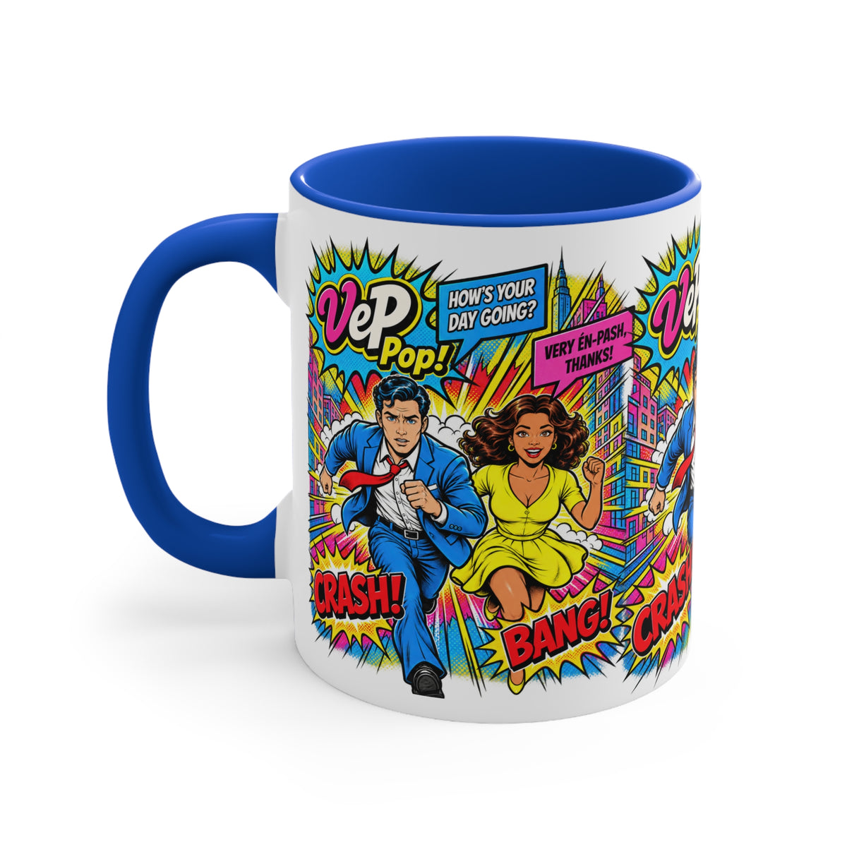 Pop Art Comic Mug — 'Crash! Bang!' Colorful Accent Coffee Cup