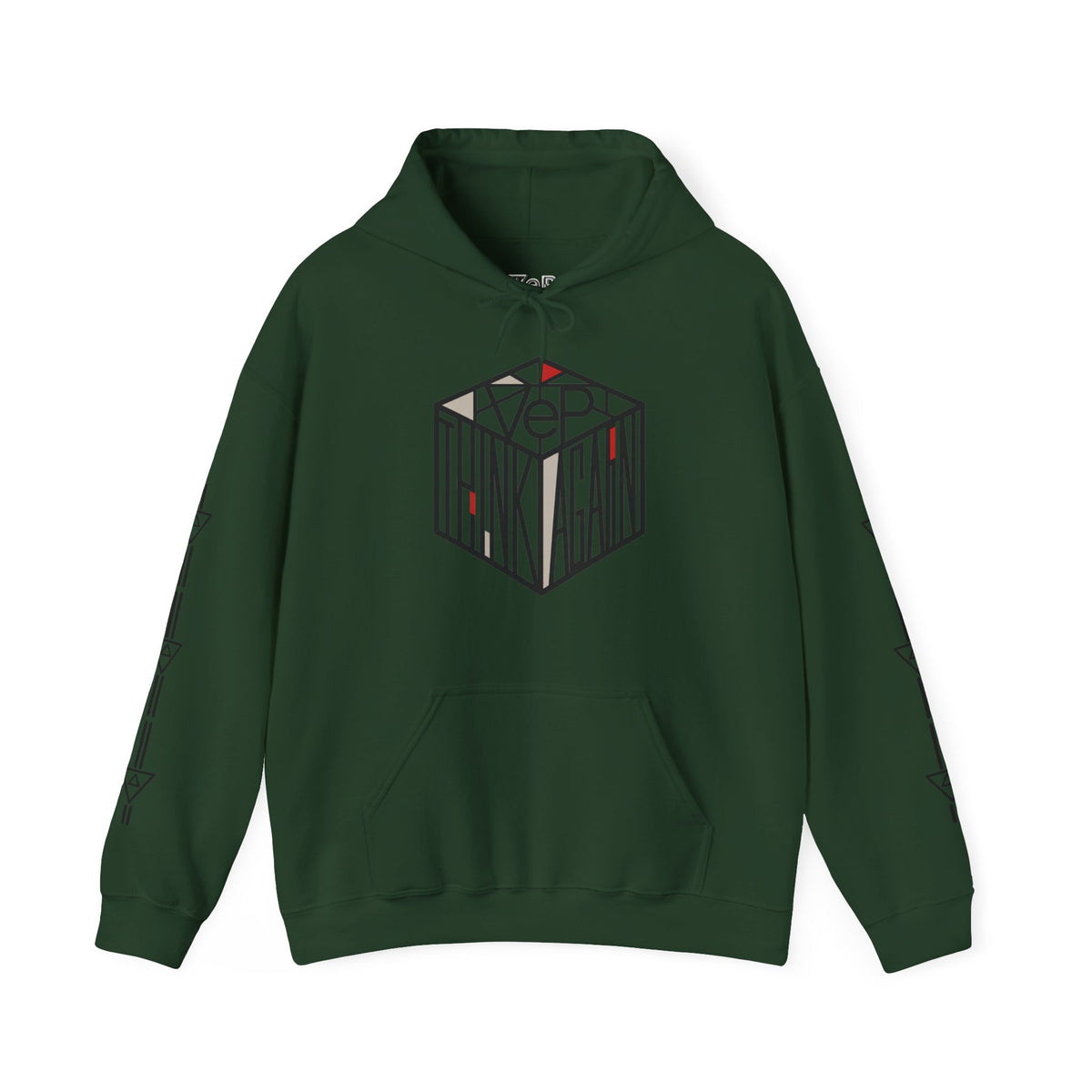 Think Again Cube Hoodie — Minimal Geometric Graphic Sweatshirt