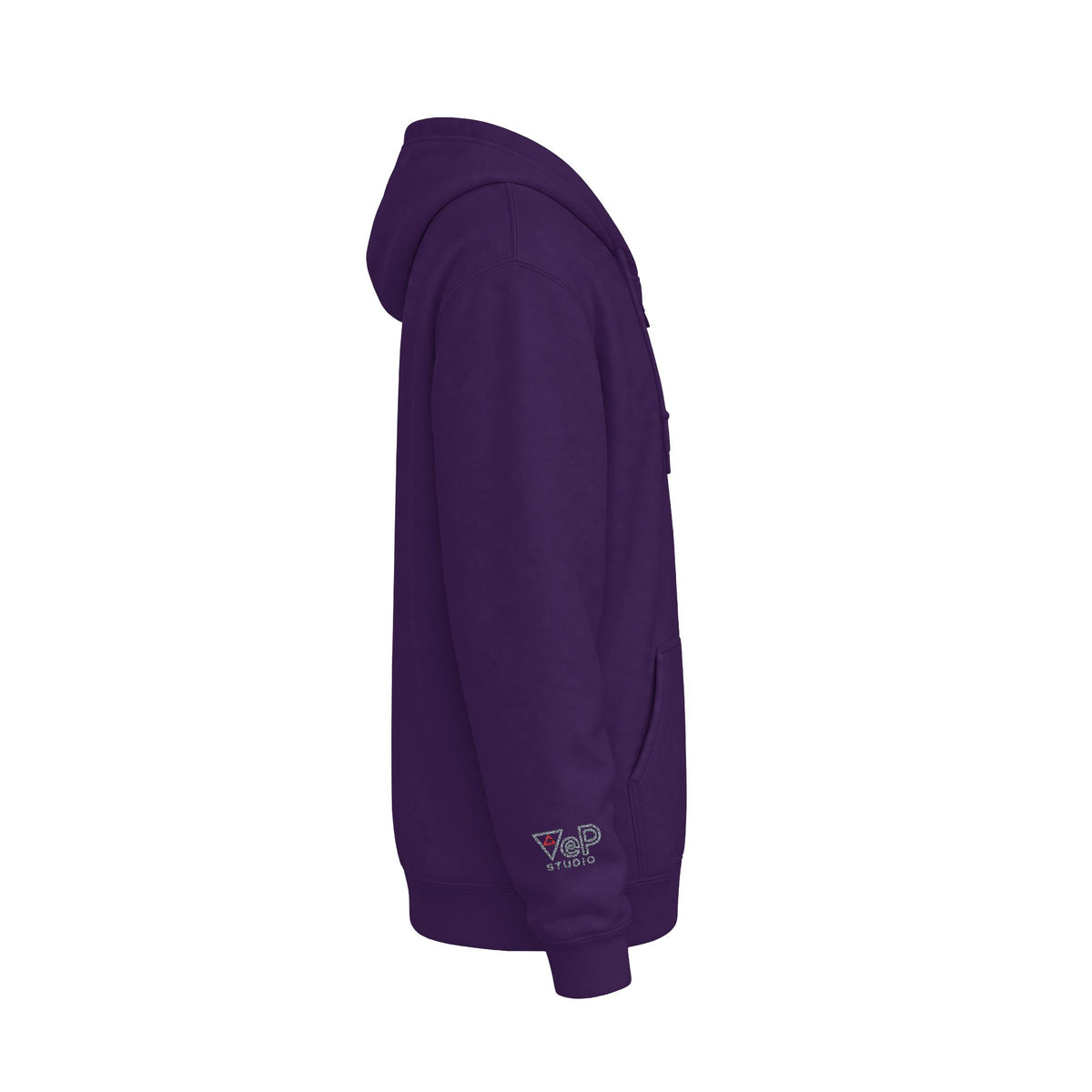 Zip Hoodie with Black Cube Graphic – Minimal Geometric Streetwear