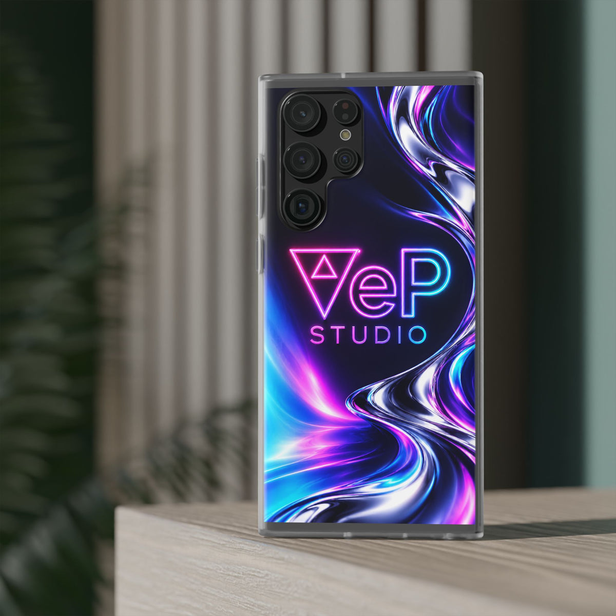 Phone Case — Neon Vaporwave "VeP Studio" Soft Flexi Cover