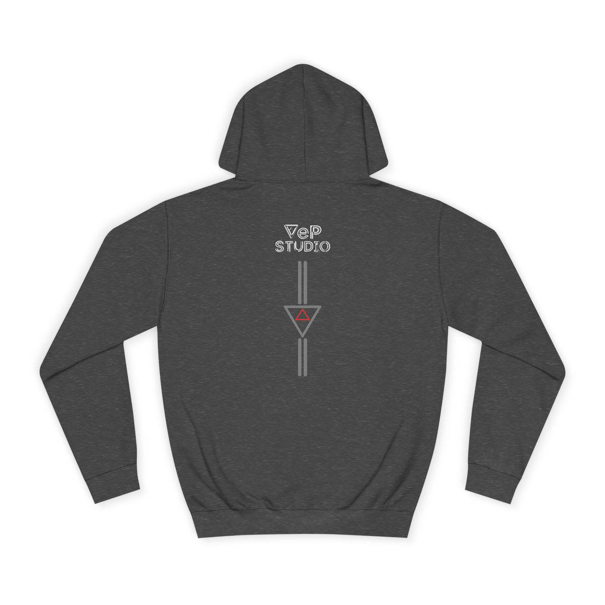 Minimal Geometric Cube Hoodie — 'VeP' Studio Logo Pullover