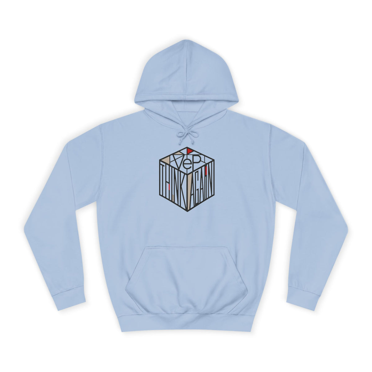 Minimal Geometric Cube Hoodie — 'VeP' Studio Logo Pullover