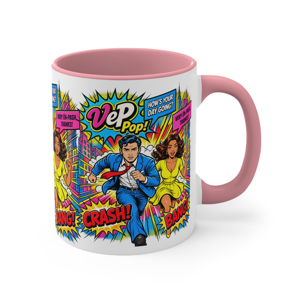 Pop Art Comic Mug — 'Crash! Bang!' Colorful Accent Coffee Cup