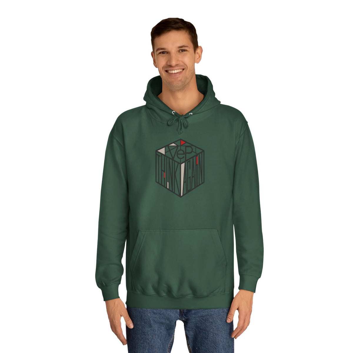 Minimal Geometric Cube Hoodie — 'VeP' Studio Logo Pullover