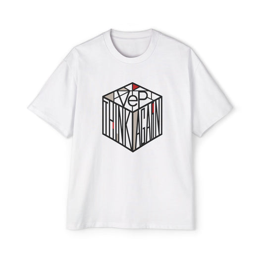 Think Again Cube Graphic Tee — Men's Oversized Cotton T-Shirt