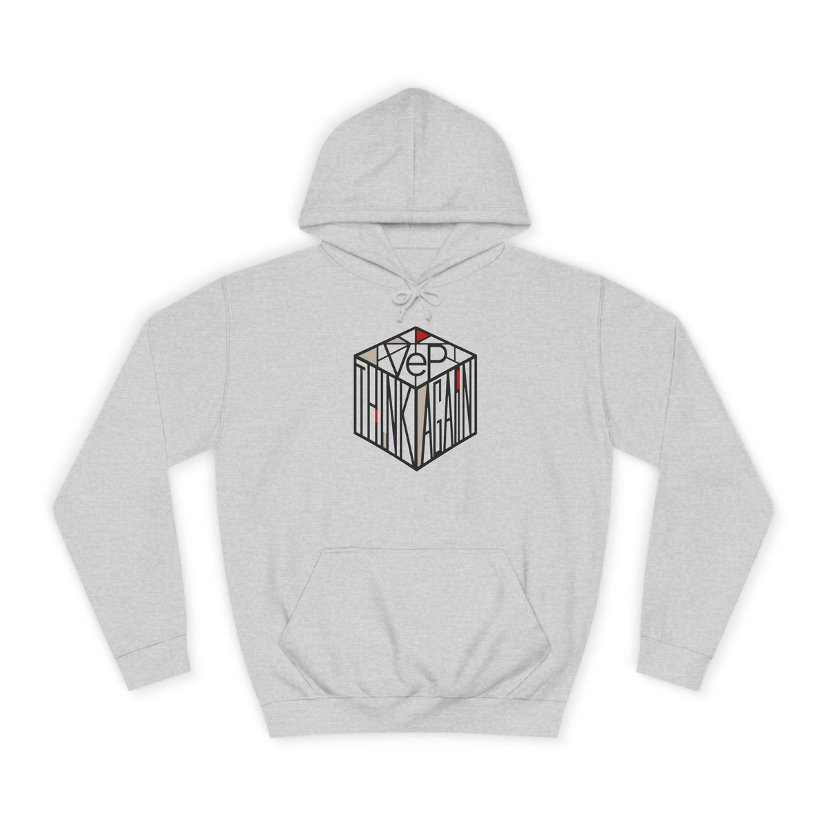 Minimal Geometric Cube Hoodie — 'VeP' Studio Logo Pullover