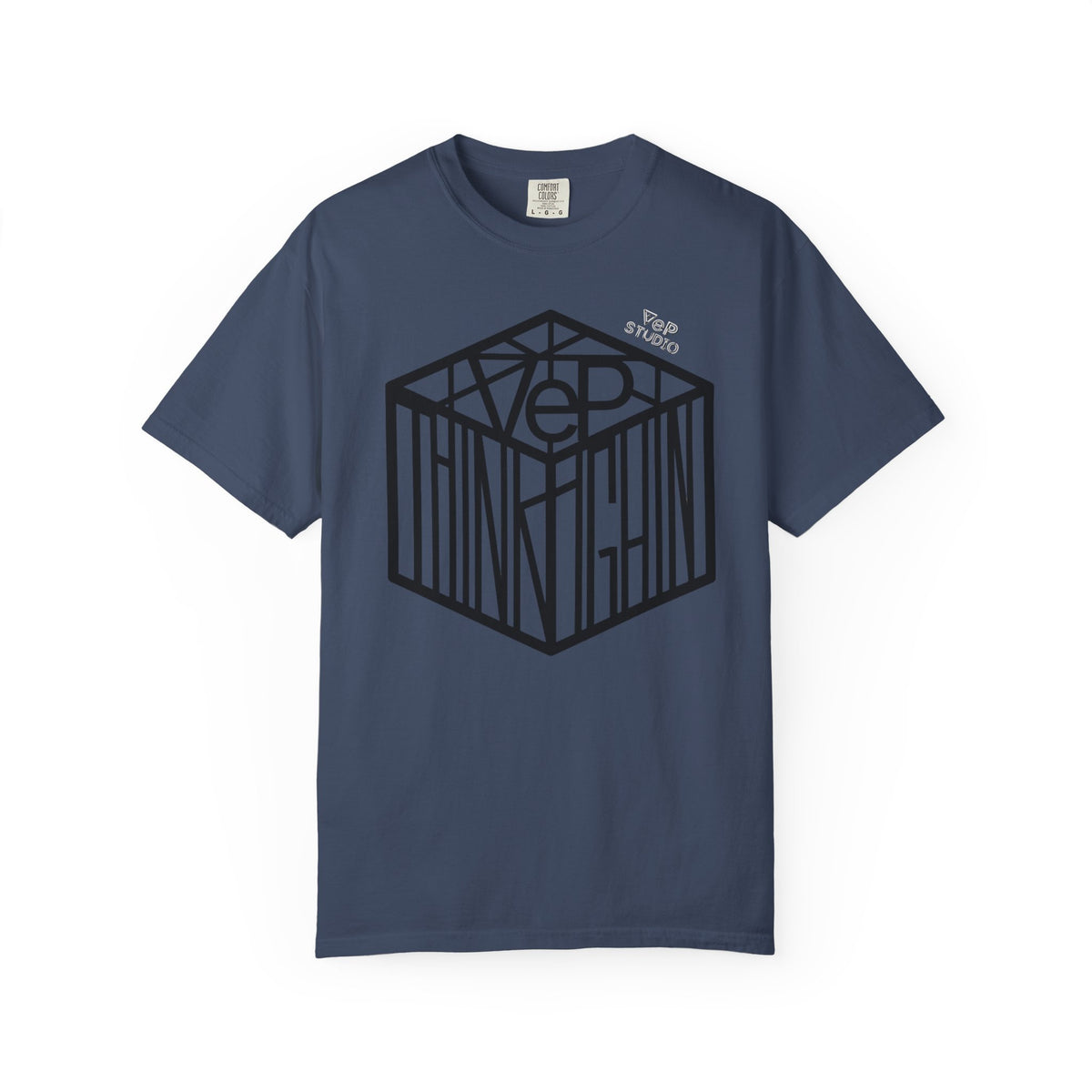 Think Outside the Box T-Shirt — Optical Cube Design with “Looking” Back Text