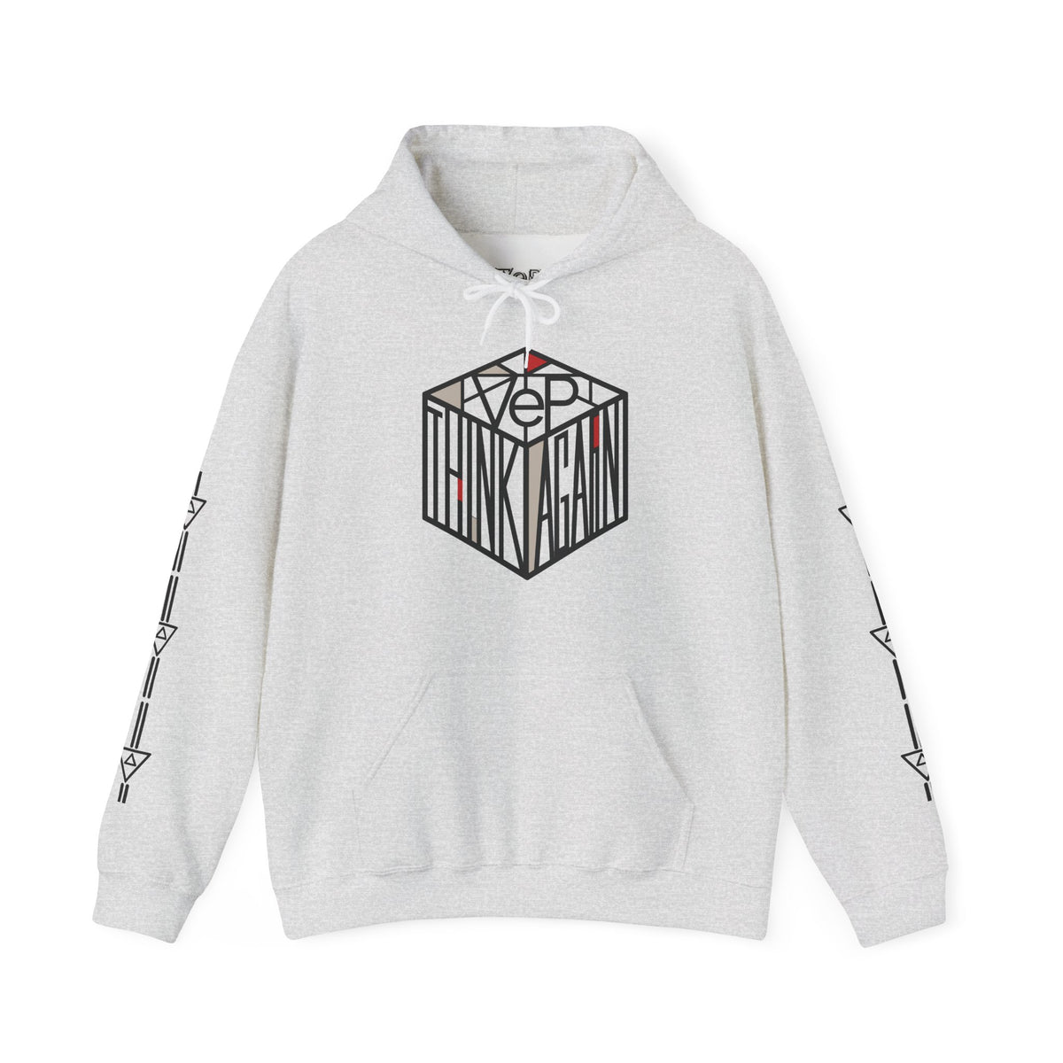 Think Again Cube Hoodie — Minimal Geometric Graphic Sweatshirt