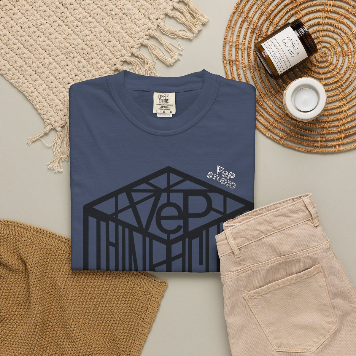 Think Outside the Box T-Shirt — Optical Cube Design with “Looking” Back Text