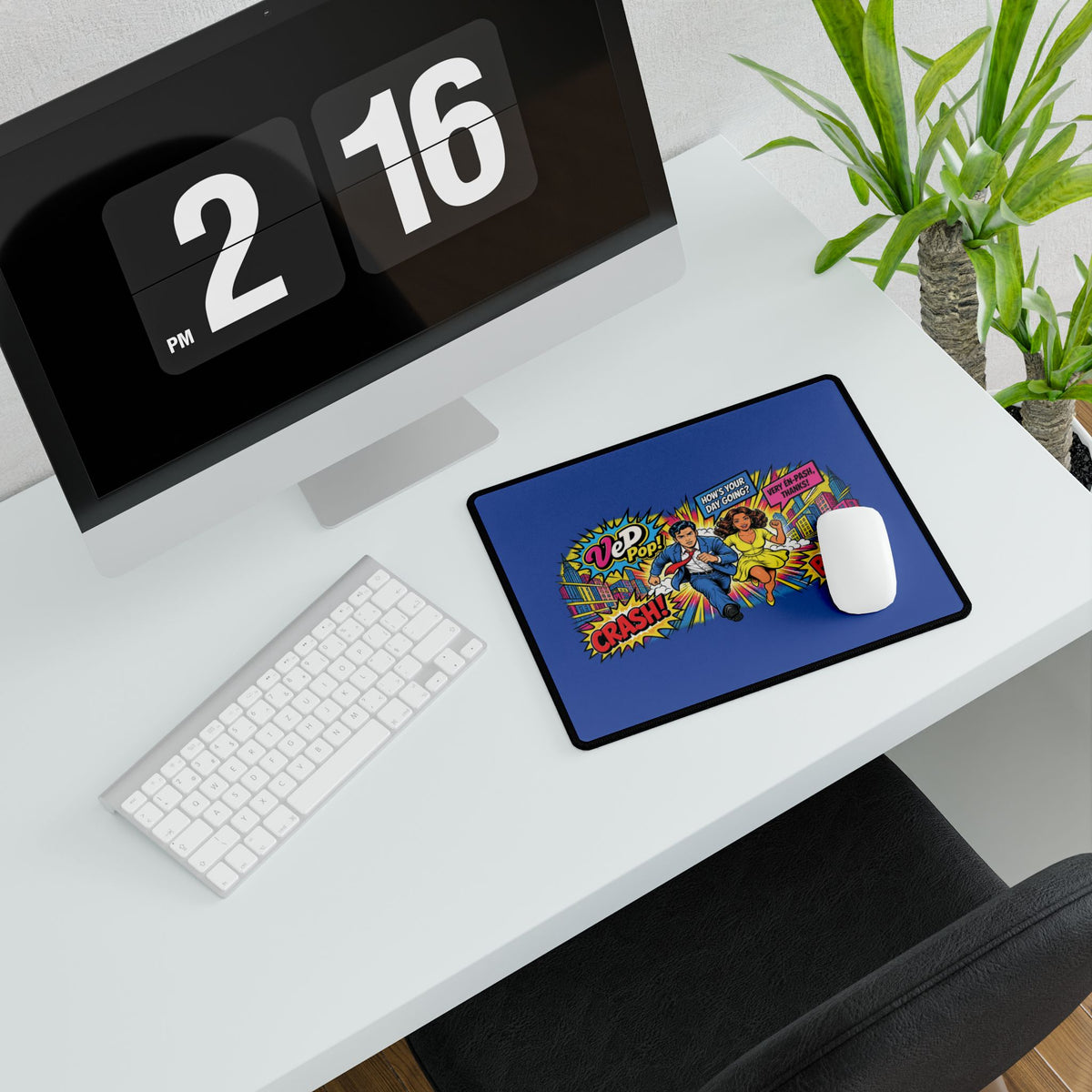 Retro Comic Pop Art Desk Mat — "How's Your Day Going?" Gaming & Office Mouse Pad