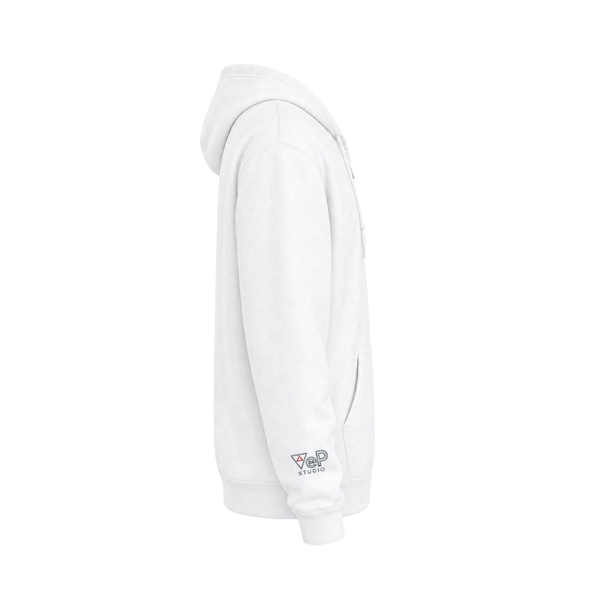 Zip Hoodie with Black Cube Graphic – Minimal Geometric Streetwear