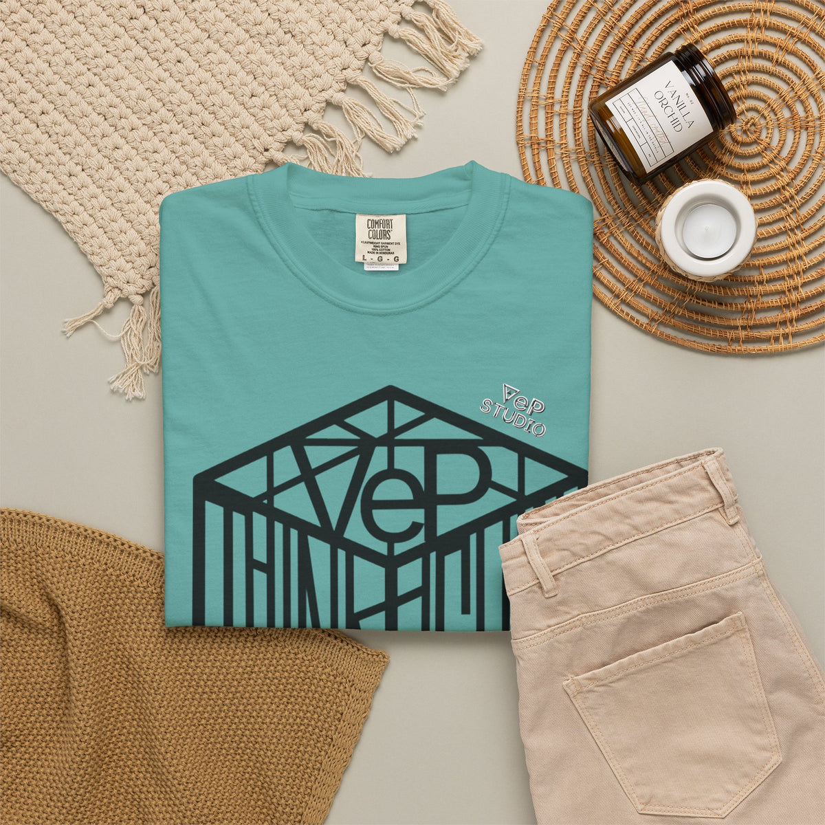 Think Outside the Box T-Shirt — Optical Cube Design with “Looking” Back Text