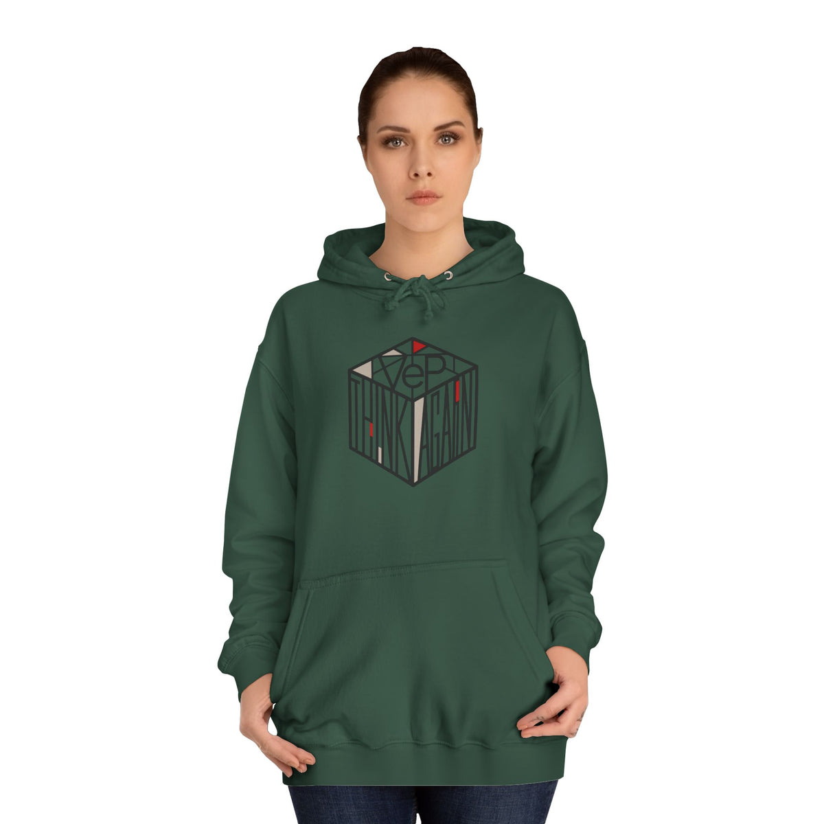 Minimal Geometric Cube Hoodie — 'VeP' Studio Logo Pullover