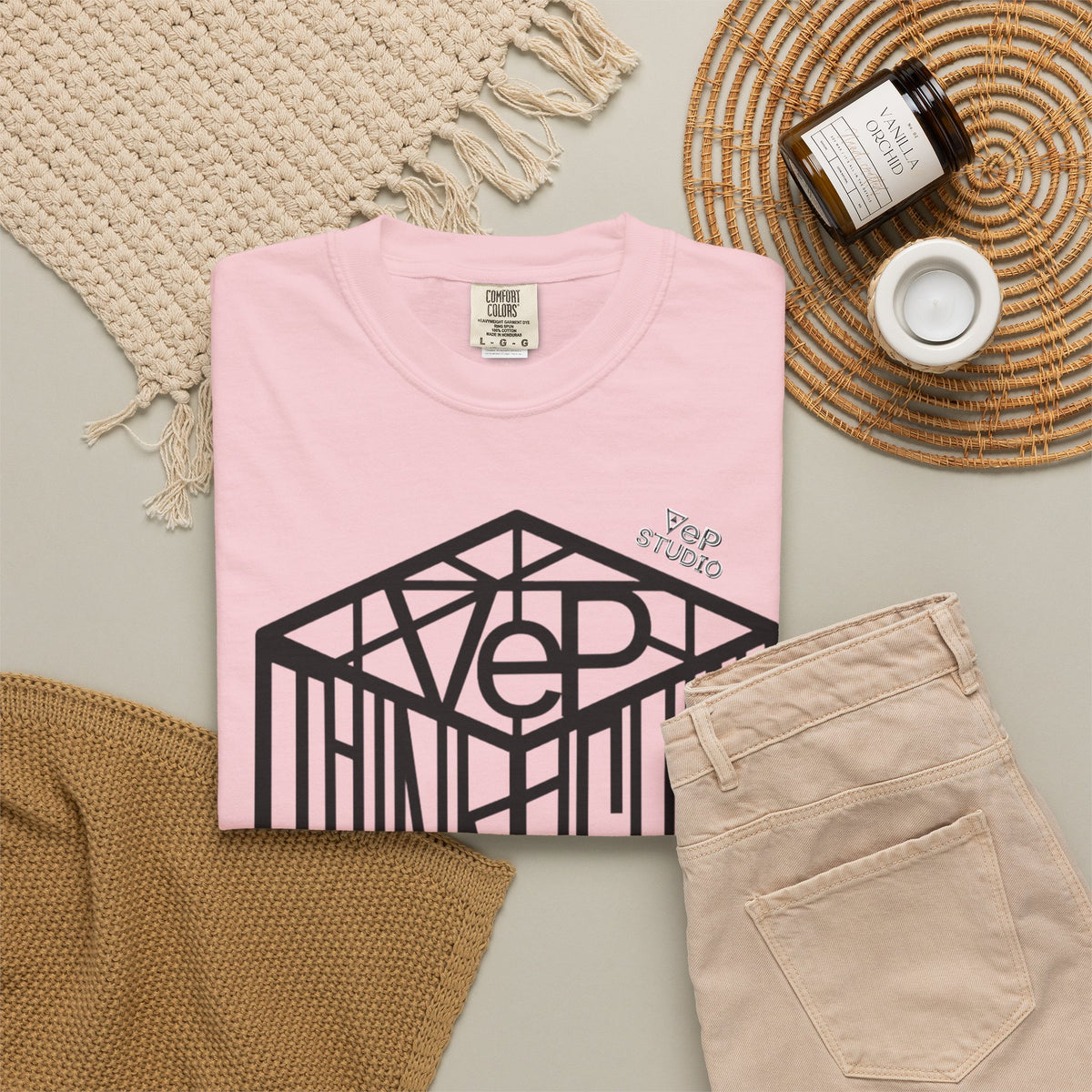Think Outside the Box T-Shirt — Optical Cube Design with “Looking” Back Text