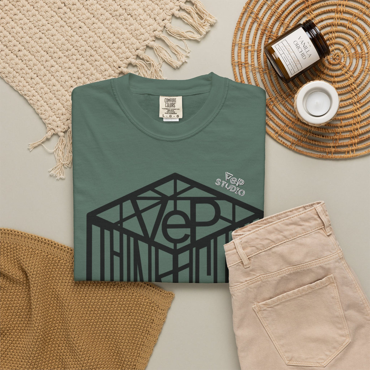 Think Outside the Box T-Shirt — Optical Cube Design with “Looking” Back Text