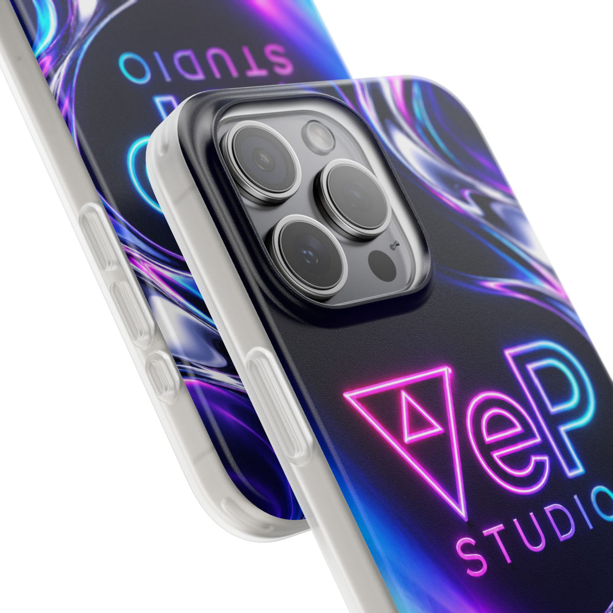 Phone Case — Neon Vaporwave "VeP Studio" Soft Flexi Cover