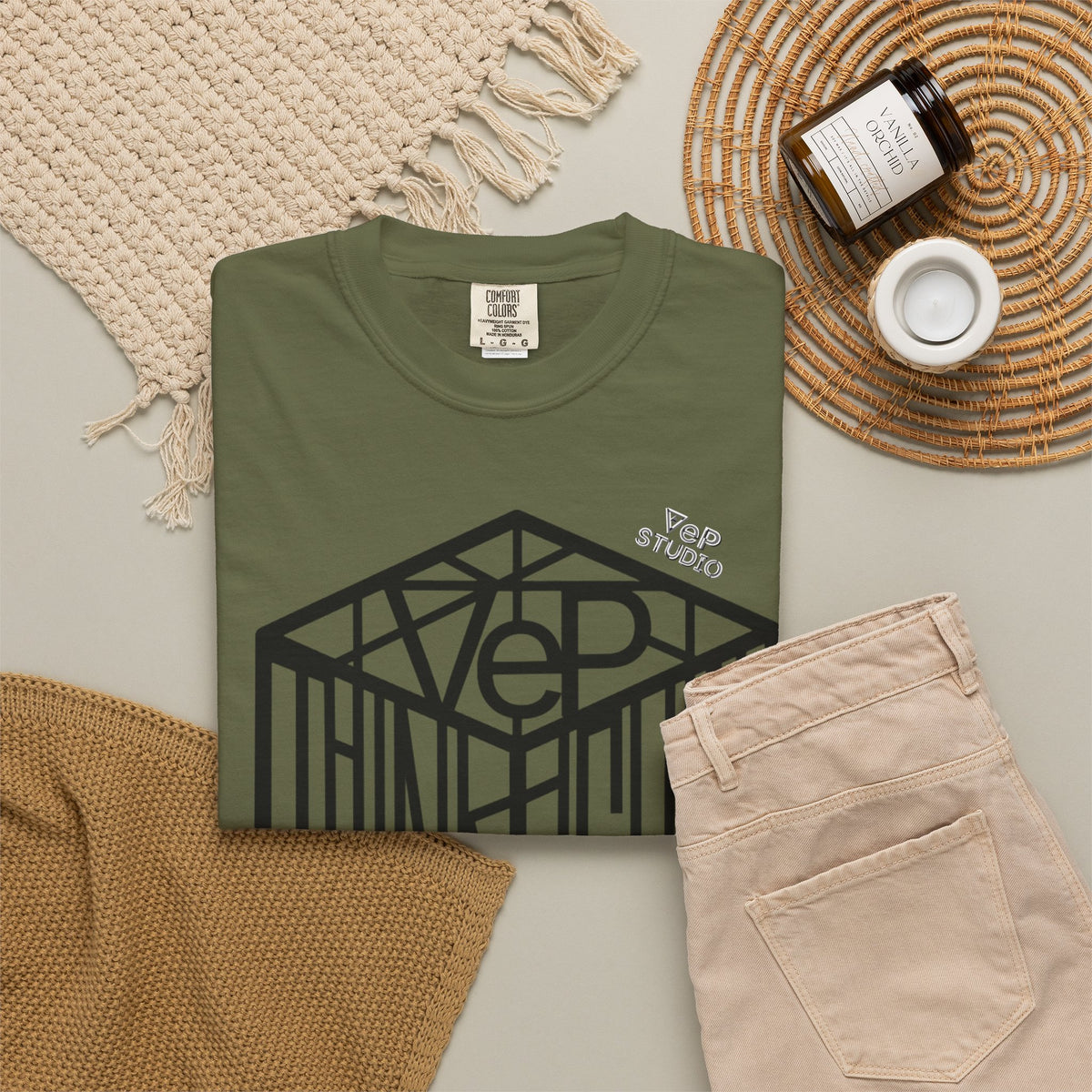 Think Outside the Box T-Shirt — Optical Cube Design with “Looking” Back Text