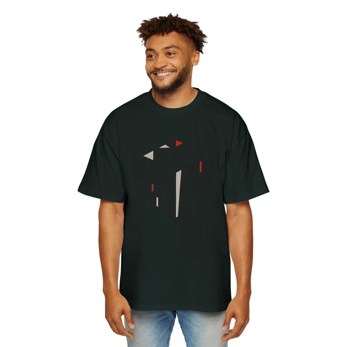 Think Again Cube Graphic Tee — Men's Oversized Cotton T-Shirt