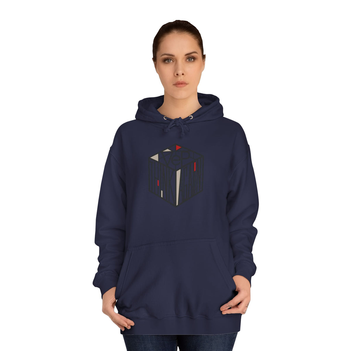 Minimal Geometric Cube Hoodie — 'VeP' Studio Logo Pullover
