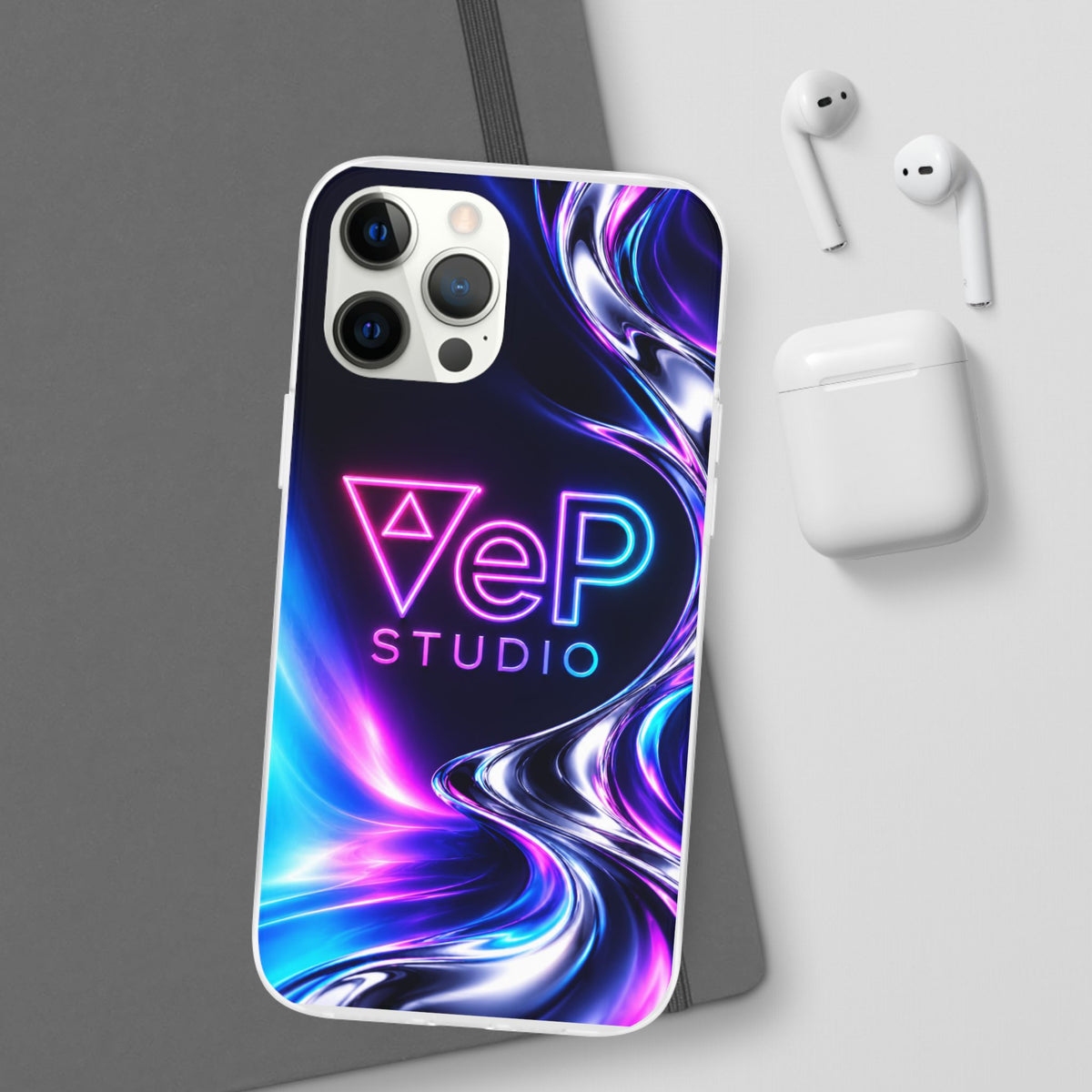 Phone Case — Neon Vaporwave "VeP Studio" Soft Flexi Cover