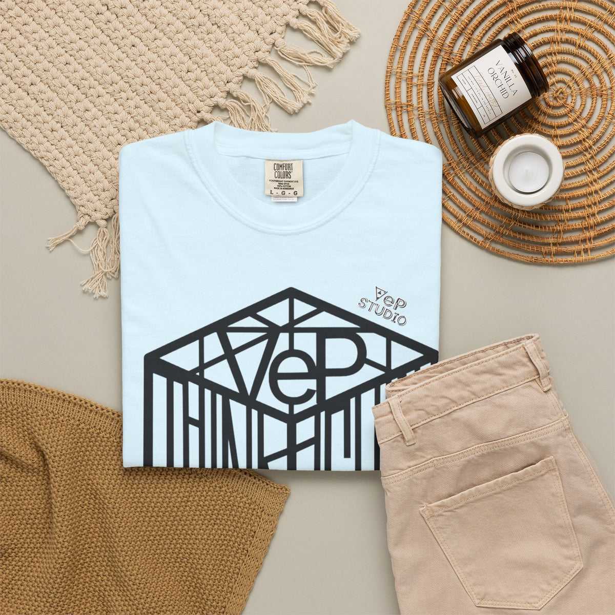 Think Outside the Box T-Shirt — Optical Cube Design with “Looking” Back Text