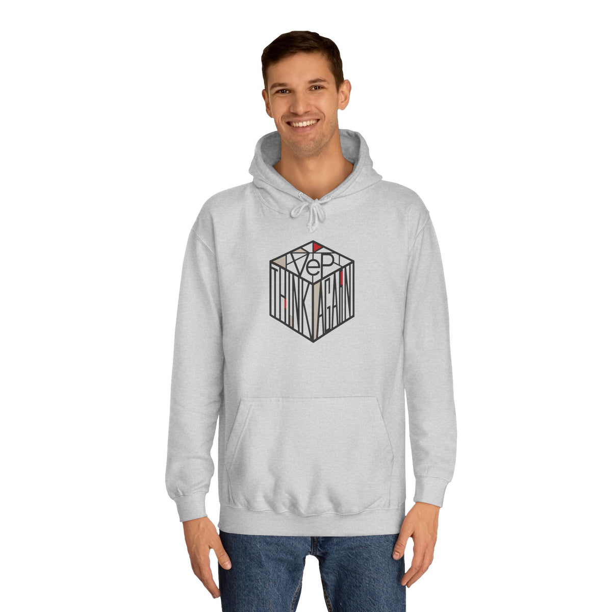 Minimal Geometric Cube Hoodie — 'VeP' Studio Logo Pullover