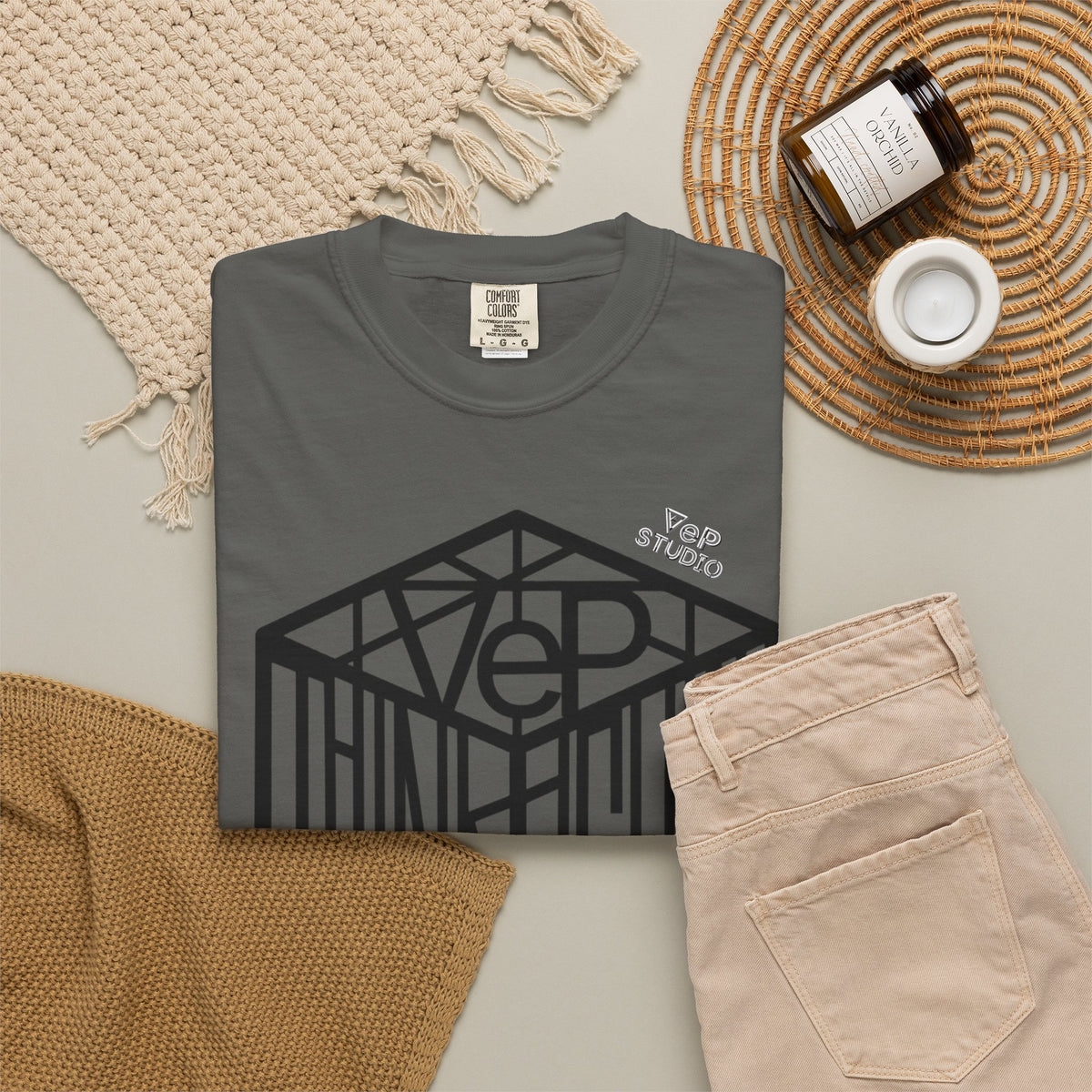 Think Outside the Box T-Shirt — Optical Cube Design with “Looking” Back Text