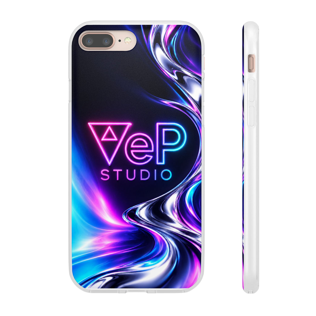 Phone Case — Neon Vaporwave "VeP Studio" Soft Flexi Cover