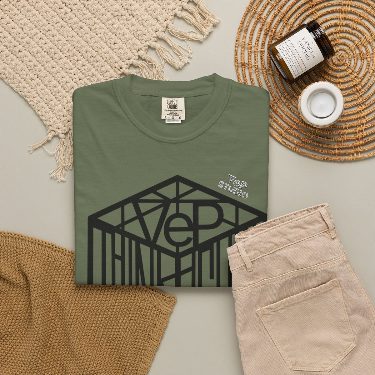 Think Outside the Box T-Shirt — Optical Cube Design with “Looking” Back Text