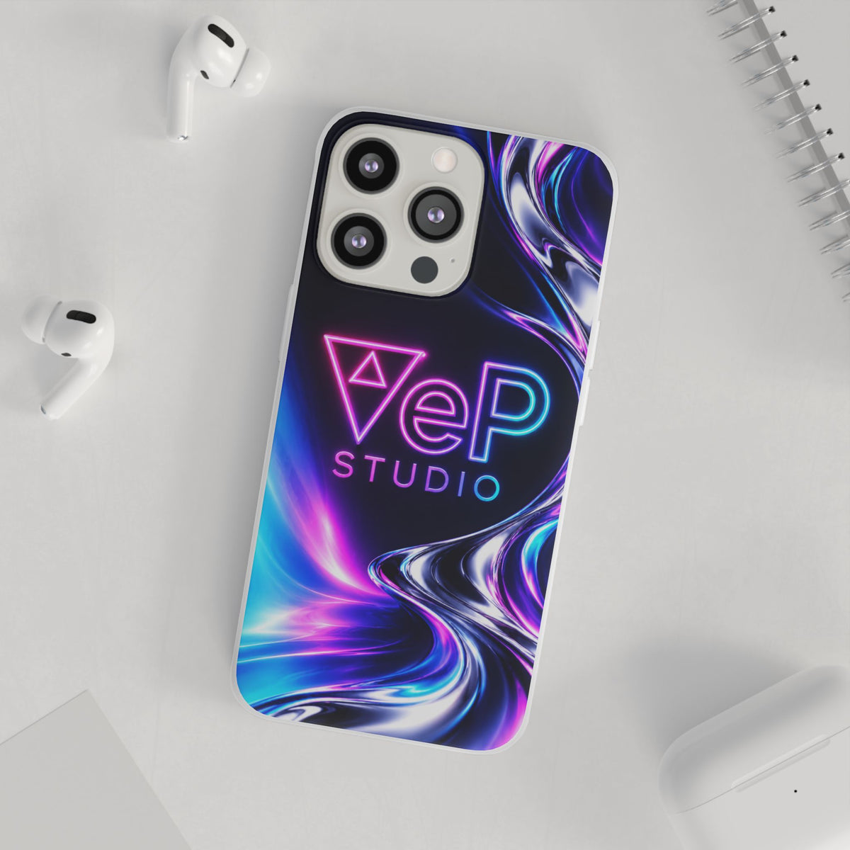 Phone Case — Neon Vaporwave "VeP Studio" Soft Flexi Cover