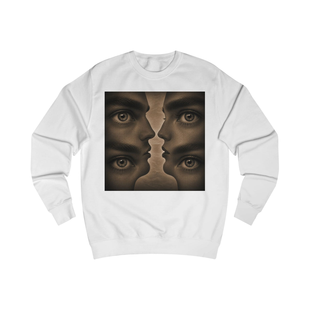 Surreal Faces Sweatshirt — Mirrored Gaze Art Pullover