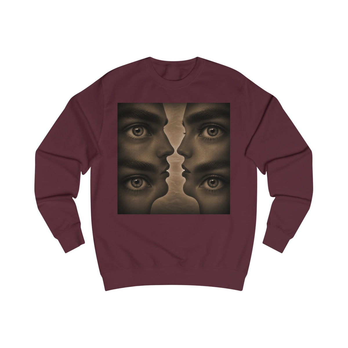 Surreal Faces Sweatshirt — Mirrored Gaze Art Pullover