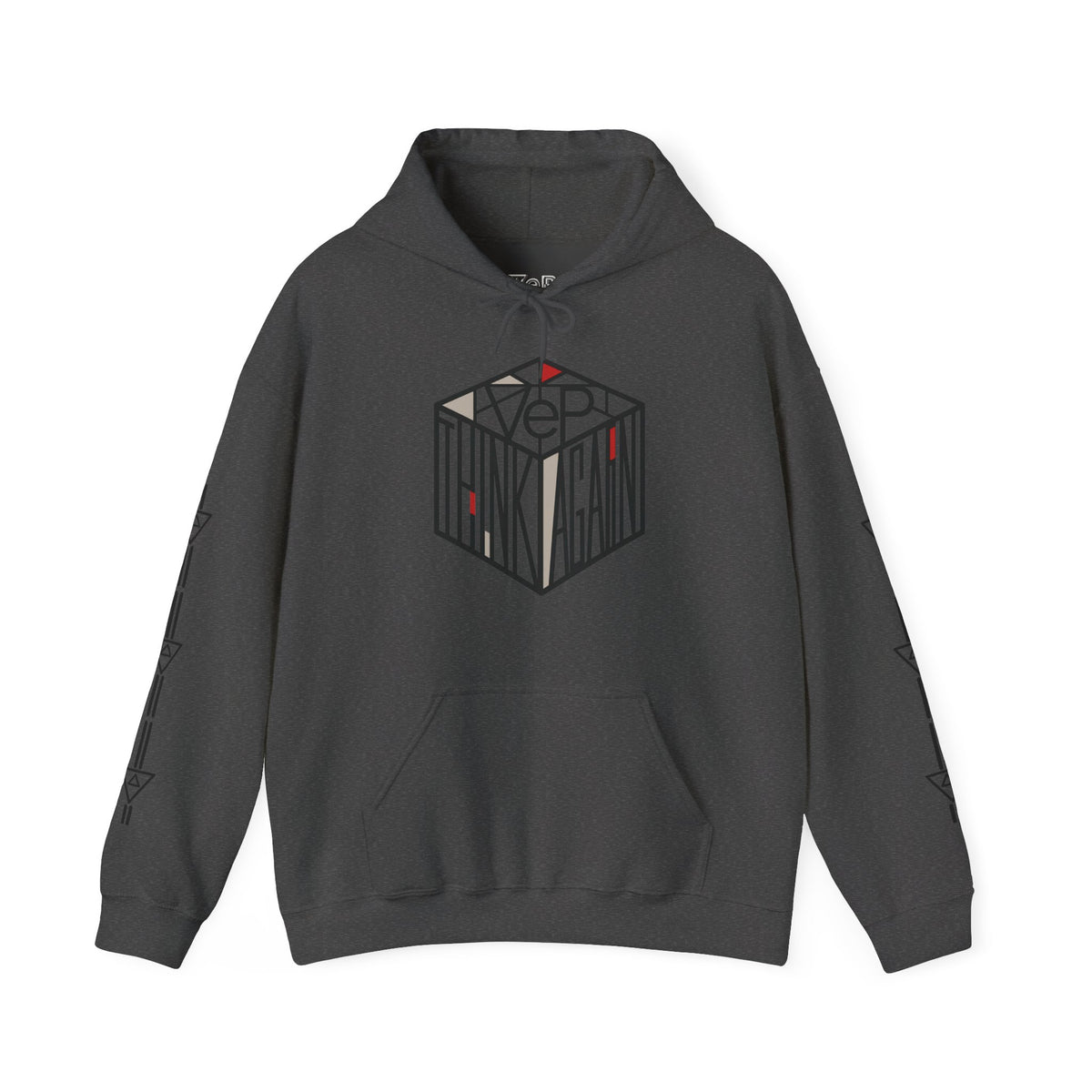 Think Again Cube Hoodie — Minimal Geometric Graphic Sweatshirt