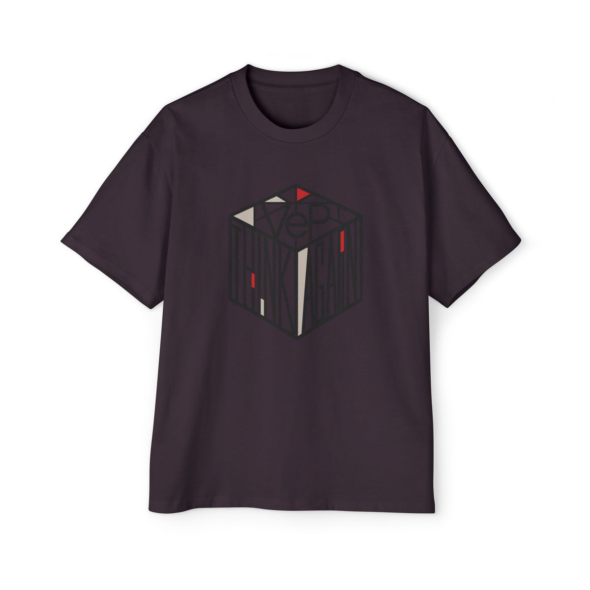Think Again Cube Graphic Tee — Men's Oversized Cotton T-Shirt