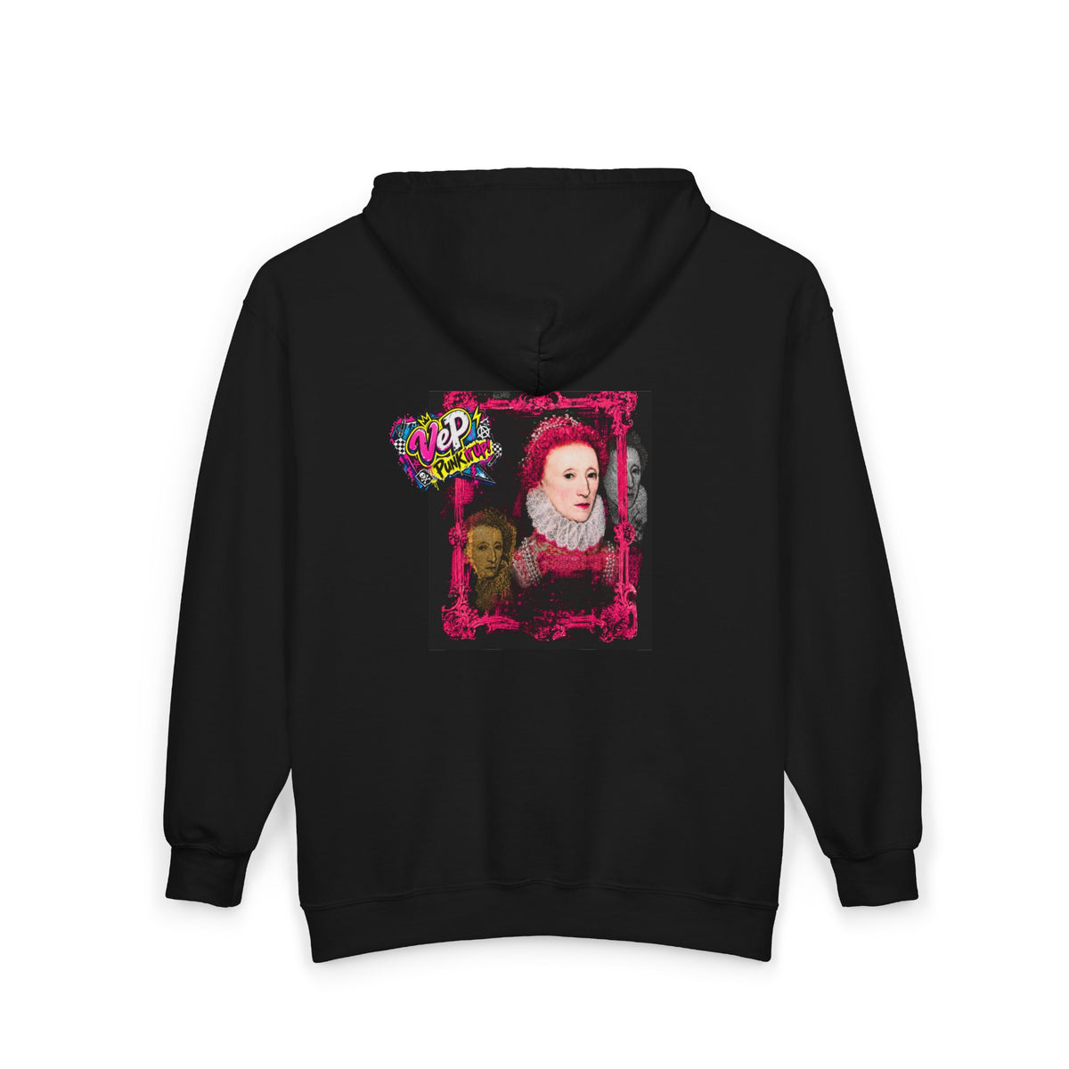 Zip Hoodie — Punk Elizabethan Collage Graphic "Very En Pash"