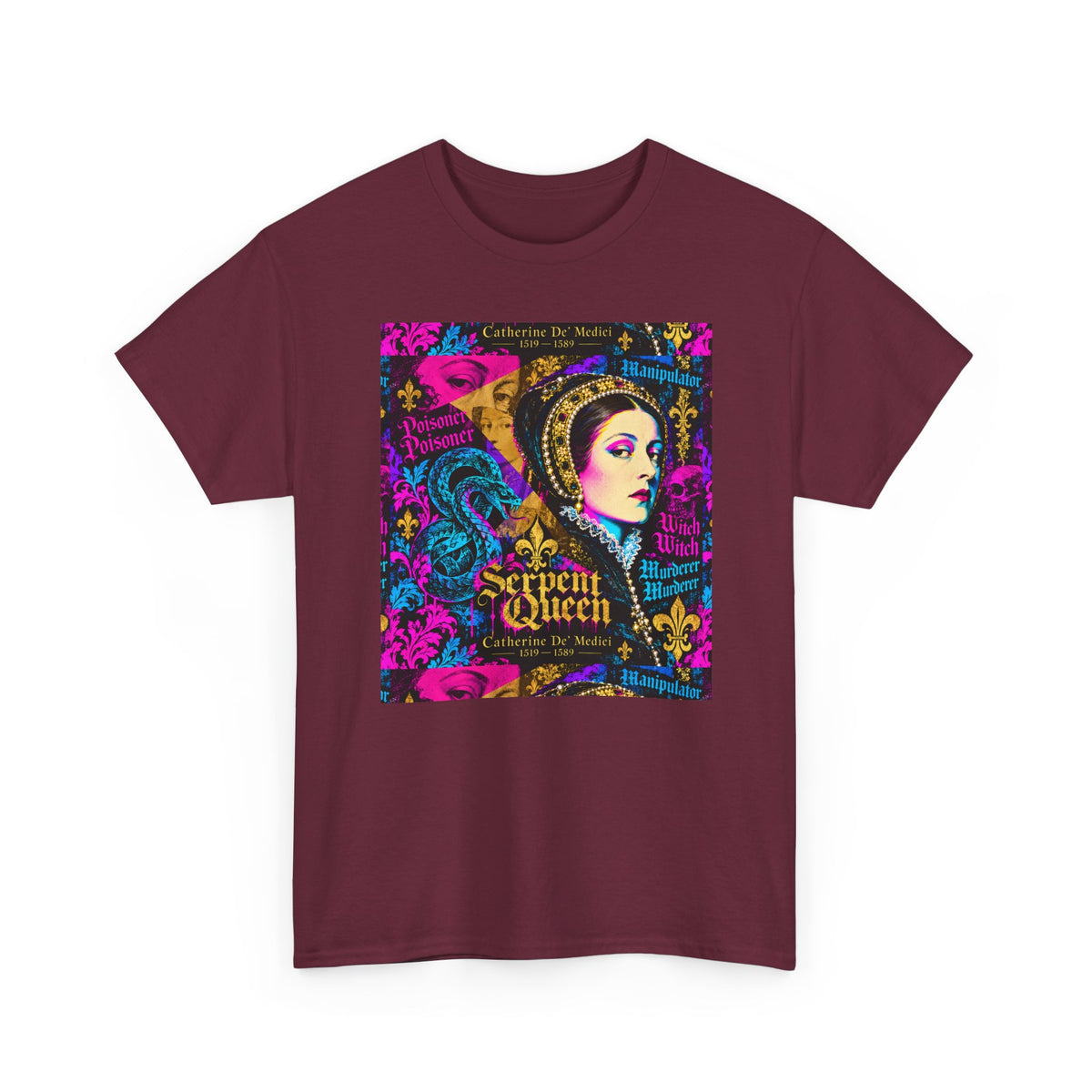 EQ.001 Serpent Queen Graphic Tee — Retro Gothic Femme Fatale T-Shirt